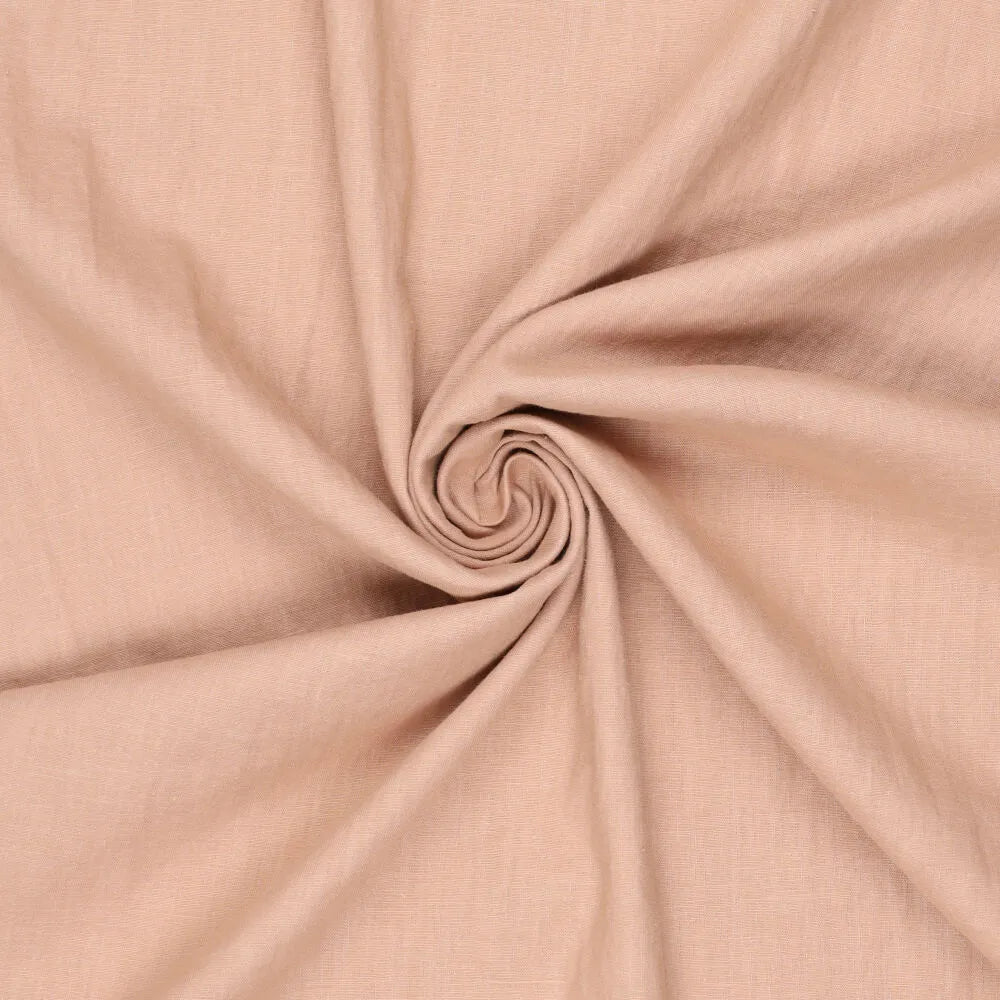 Image of 100% softened linen fabric - pink sand shade 165 g/m² – available at Šarlotes audumi