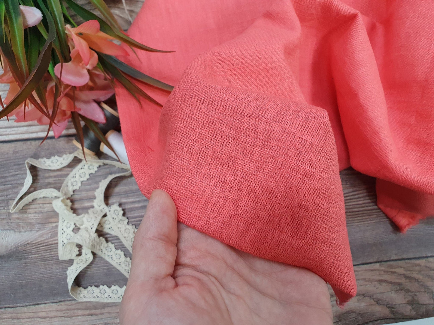 100% lin adouci corail 205 g/m²