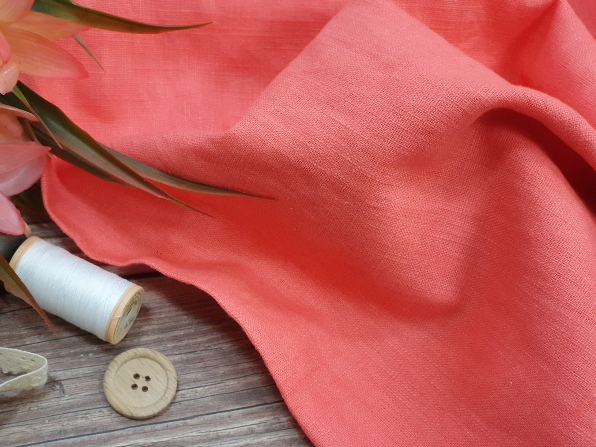 100 % lin lavé corail 205 g/m²