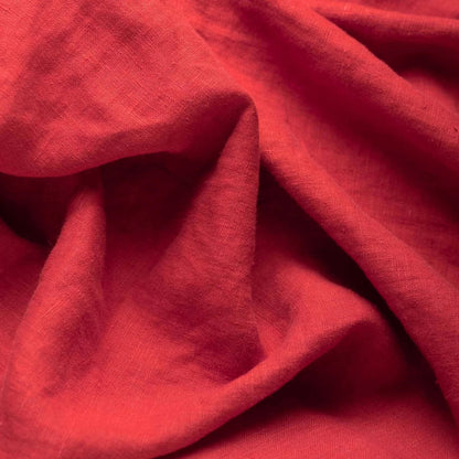 100 % weichgewaschenes rotes Leinen, 165 g/m²