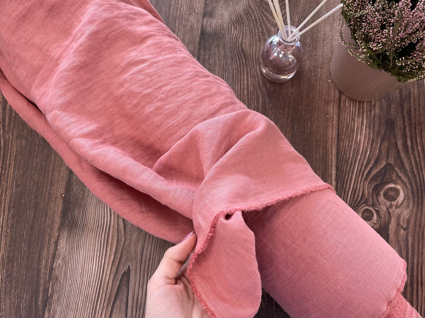 100% lin adouci - ton rose chaud 205 g/m²