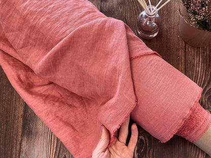 100 % lin adouci - ton rose chaleureux 205 g/m²