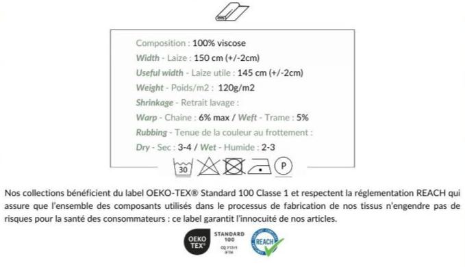 Tissu 100 % viscose – motif floral abstrait sur fond vert 125 g/m²