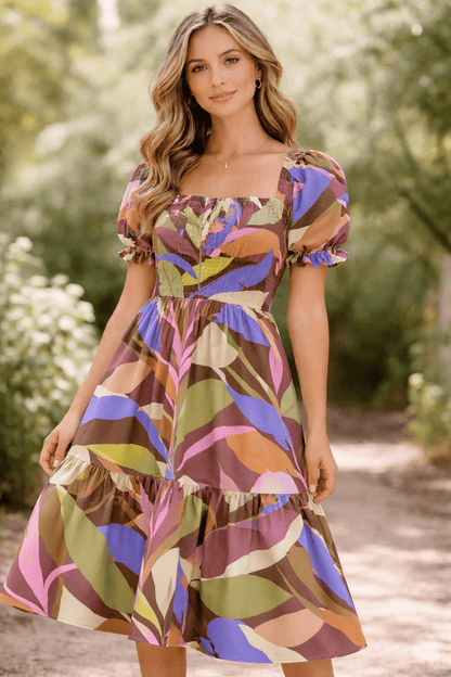 Image of 100% viscose fabric - bright tropical leaves 125 g/m² – available at Šarlotes audumi