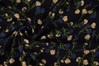 Image with 100% viscose fabric - delicate blue flowers 135 g/m² – available at Charlotte's fabrics