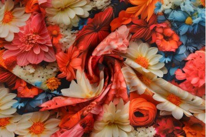 Tissu 100 % viscose à fleurs 110 g/m²