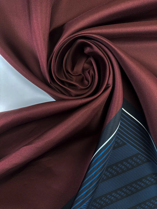 100% silk fabric - burgundy with graphic design 80 g/m²
