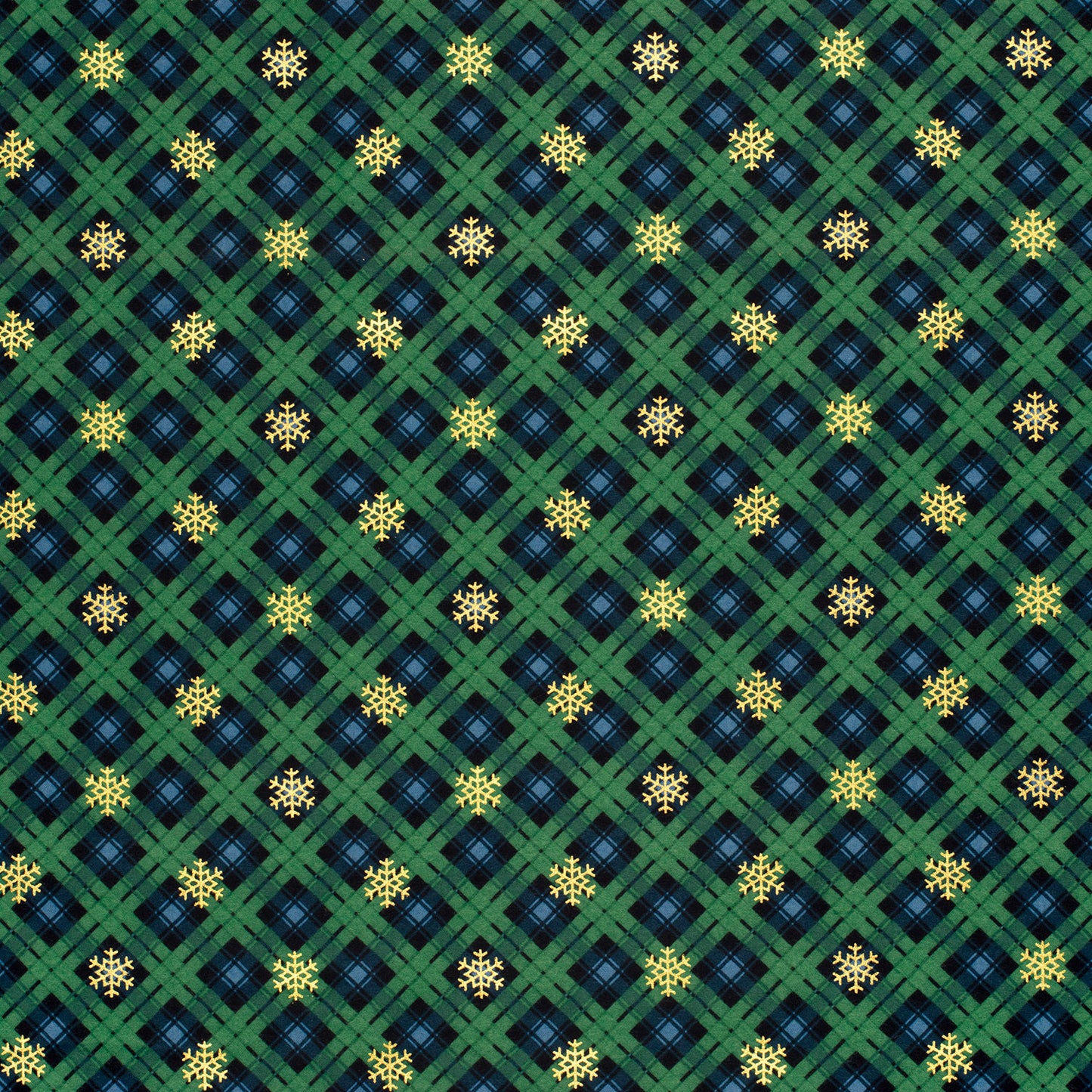 Vihreä ruudullinen flanelli lumihiutaleilla