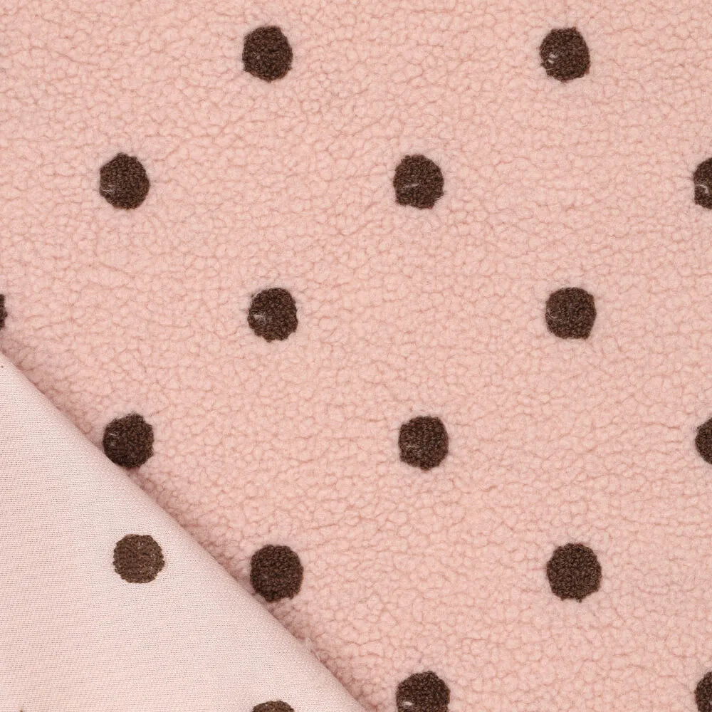 Teddy-fleece, ruskeat pilkut pinkillä