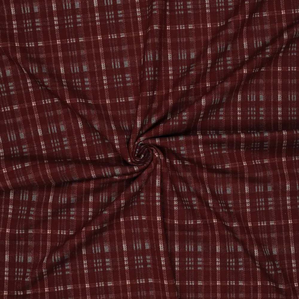 Ruudullinen jacquard-neulos – viininpunainen
