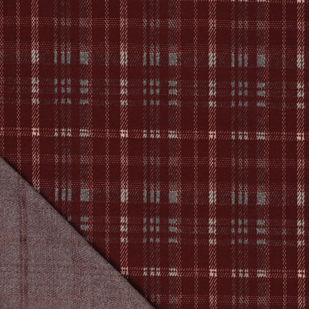 Ruudullinen jacquard-neulos – viininpunainen