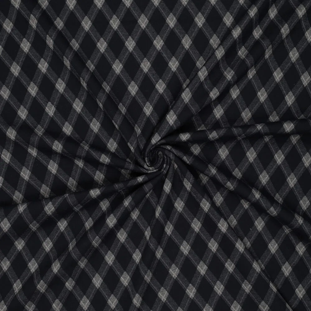 Ruudullinen jacquard-neulos vinoneliökuviolla – tummansininen