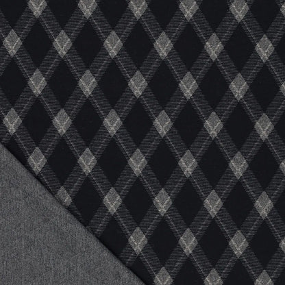 Ruudullinen jacquard-neulos vinoneliökuviolla – tummansininen