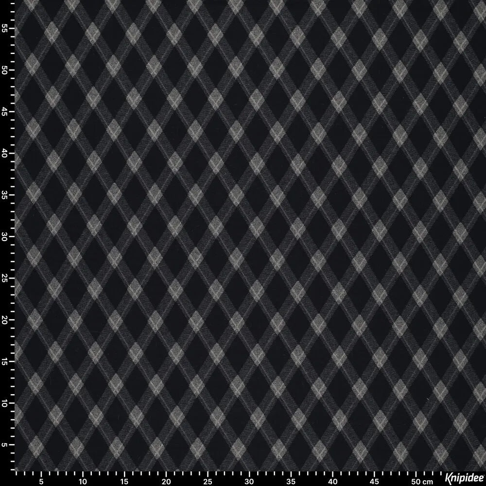 Ruudullinen jacquard-neulos vinoneliökuviolla – tummansininen