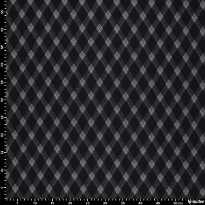 Ruudullinen jacquard-neulos vinoneliökuviolla – tummansininen