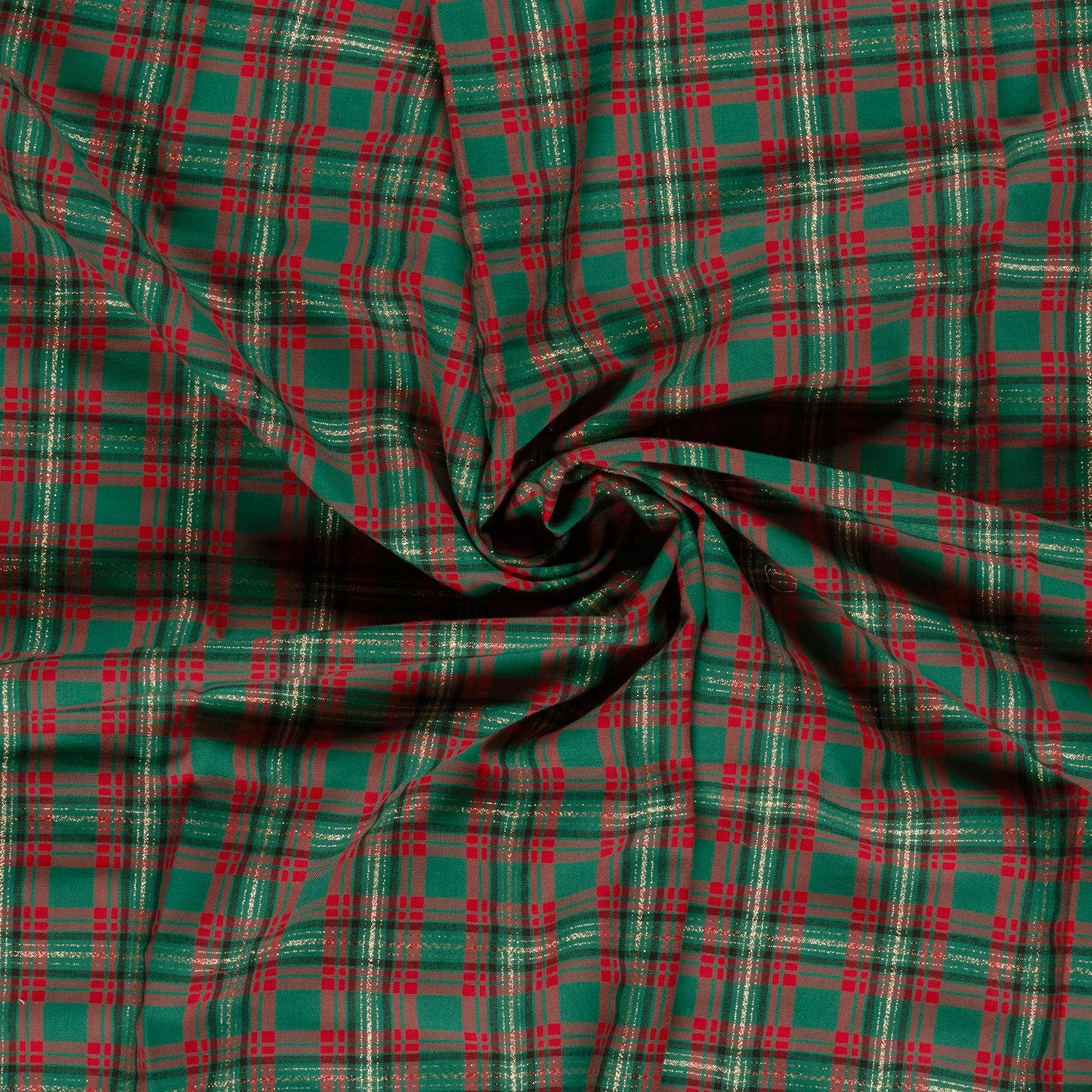 Premium 100% Cotton Fabric - Gold Shimmer Check Pattern 120 g/m²