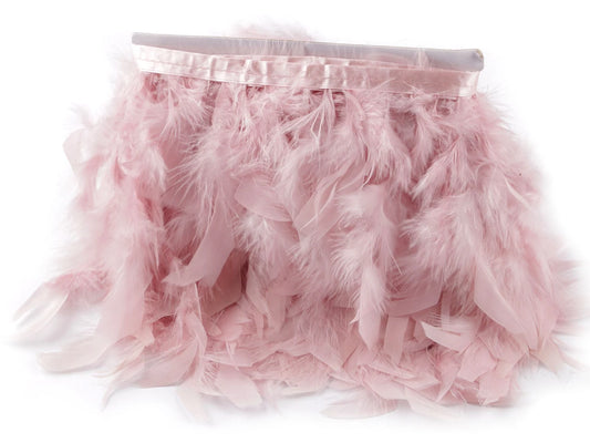 Turkey Feather Trim Ribbon - Soft Pink (50 cm Pack)