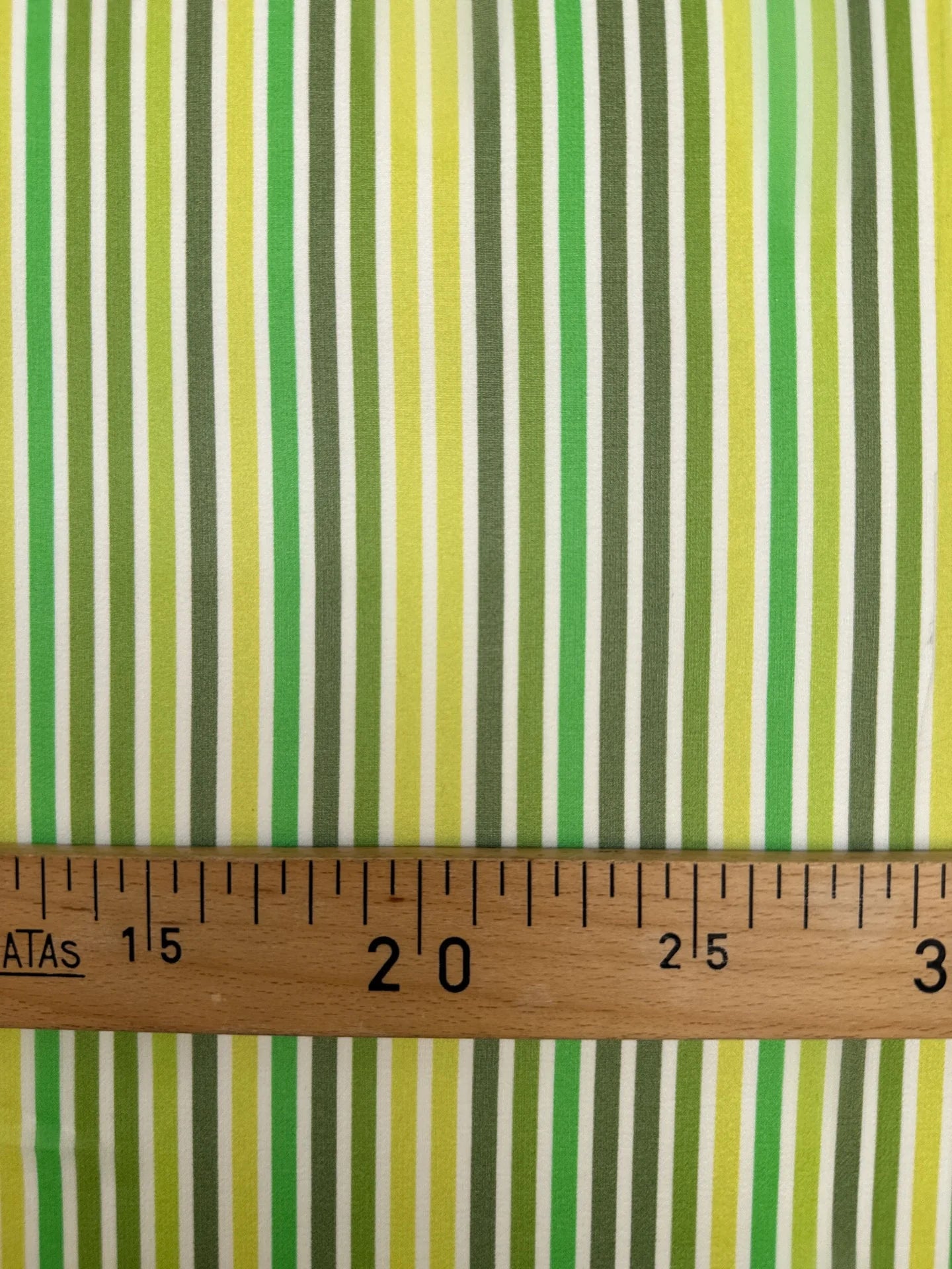 Italian 100% Silk Crepe Fabric - Green Stripes 55 g/m²
