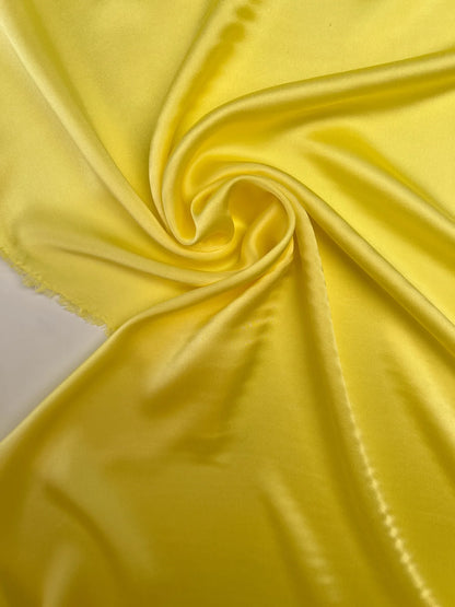 100% silk satin fabric in yellow – Italy, with a small defect