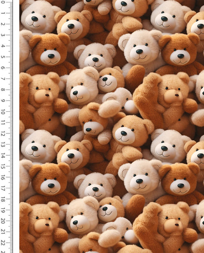 Warm knit fabric, Alpenfleece fabric with teddy bears