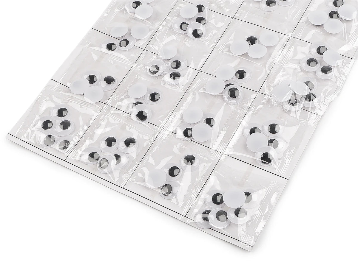 Kustīgas plastmasas actiņas pielīmēšanai – 15mm 20 gab.
