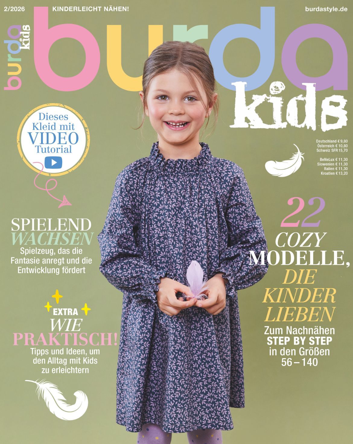 Burda Kids 02/2026 – lastenvaatteiden ompelulehti kaavoineen, saksankielinen