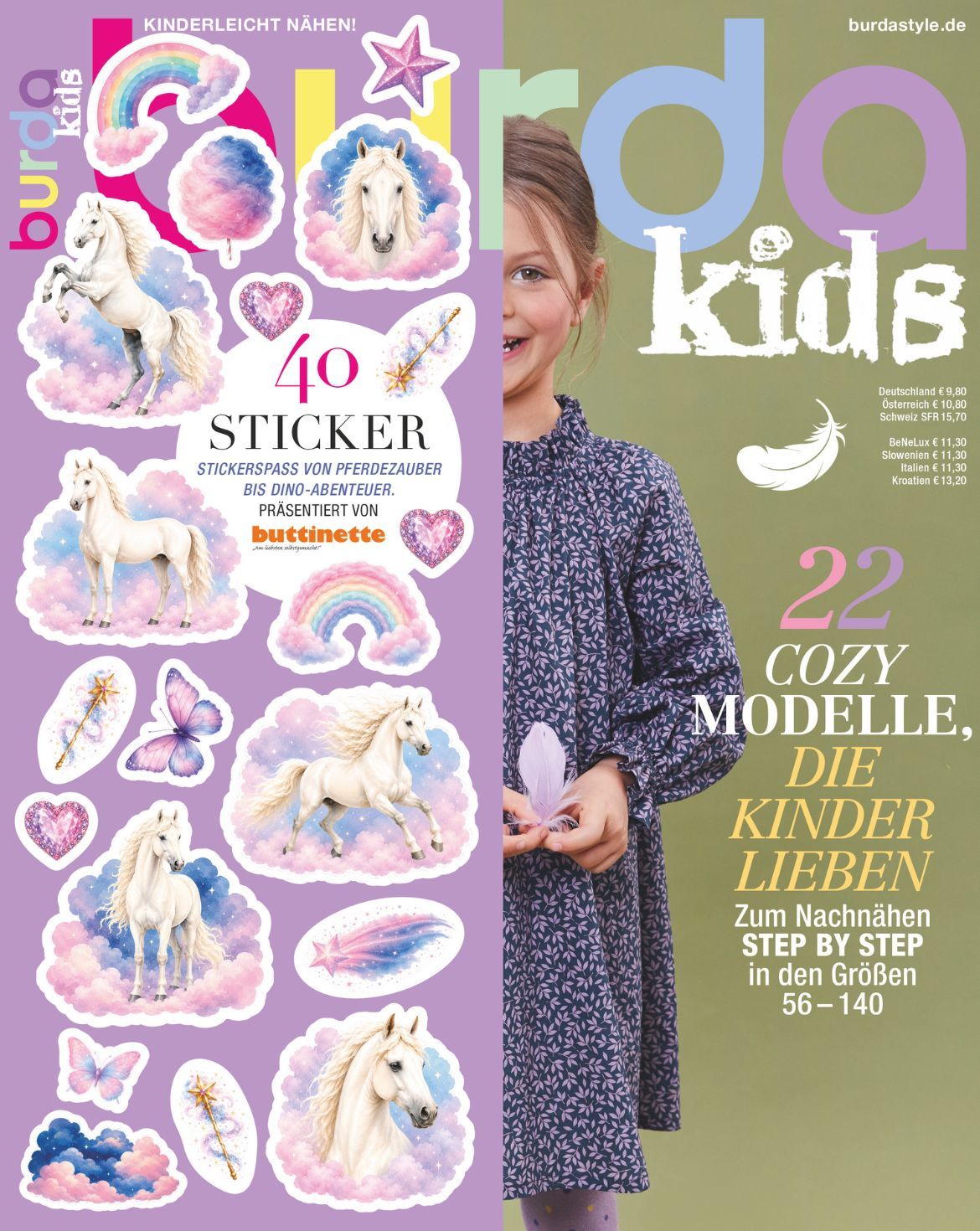 Burda Kids 02/2026 – lastenvaatteiden ompelulehti kaavoineen, saksankielinen