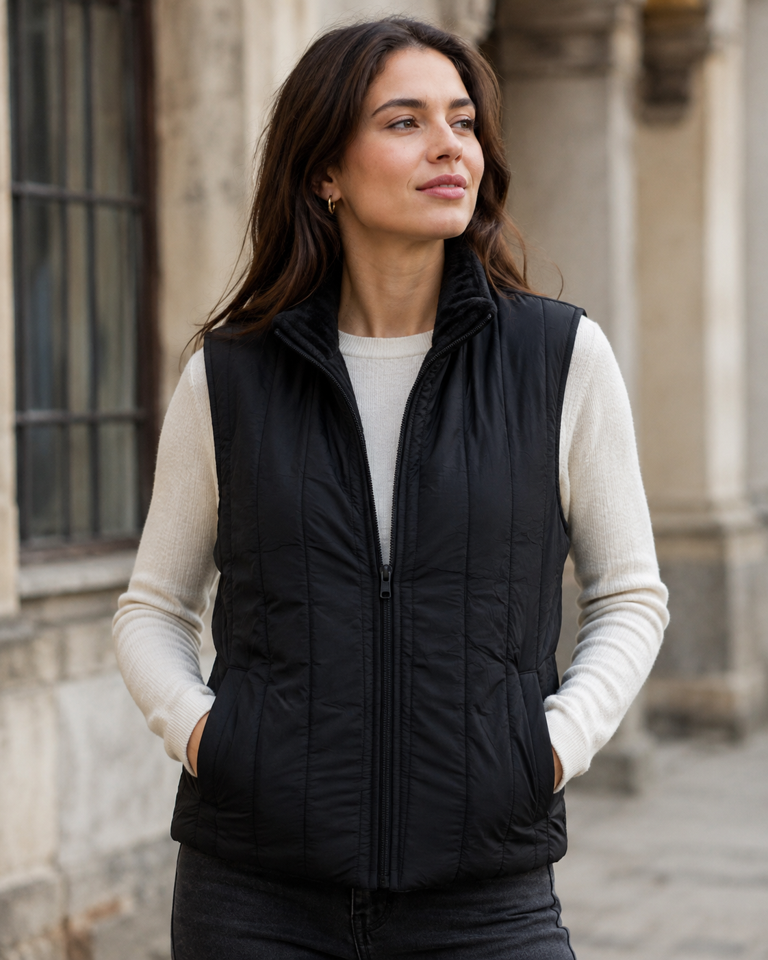 Quilted Fabric with Fleece Lining - Black