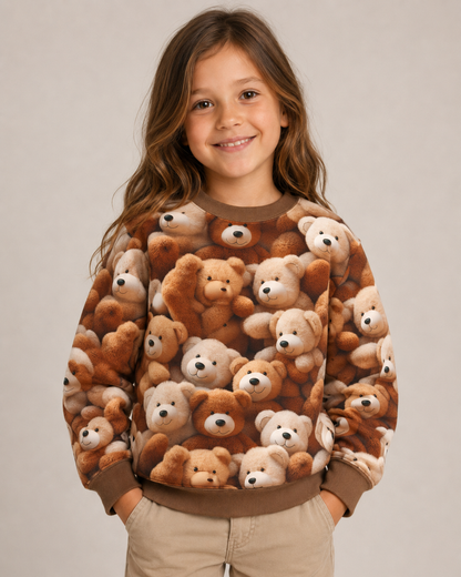 Warm knit fabric, Alpenfleece fabric with teddy bears