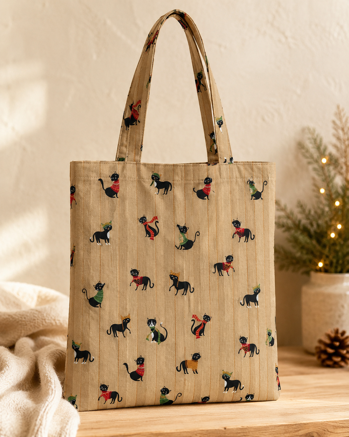 Canvas Fabric - Cats in Scarves