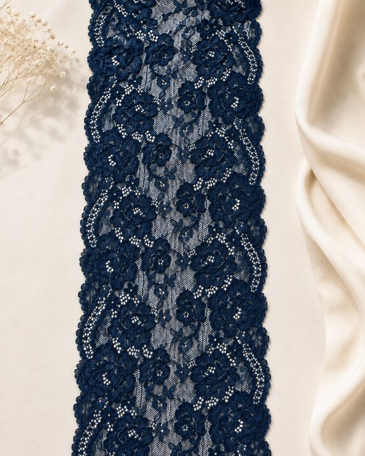 Elastīgā mežģīne 18 cm-navy blue