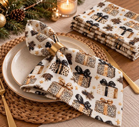 Premium 100 % puuvillakangas-joululeopardilahjat