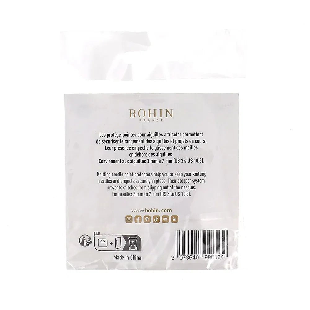 Image de protège-pointes pour aiguilles à tricoter (taille S–M, 6 pièces) Bohin – disponible chez Šarlotes audumi
