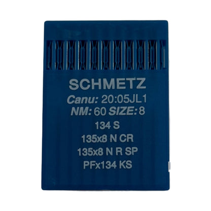 Image avec aiguilles pour machines à coudre industrielles SCHMETZ 134 S – pour cuir (10 pièces) – disponible chez Šarlotes audumi