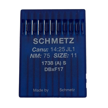 Image avec aiguilles pour machines à coudre industrielles SCHMETZ DBx1 S pour cuir (10 pièces) – disponible chez Šarlotes audumi