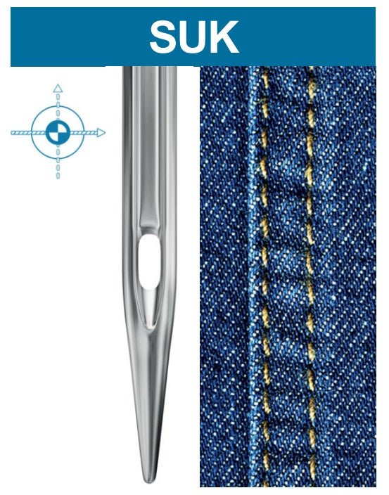 Image with SCHMETZ DBx1 SUK SERV 7 industrial sewing machine needles – for knitwear and denim (10 pcs.) – available at Šarlotes audumi