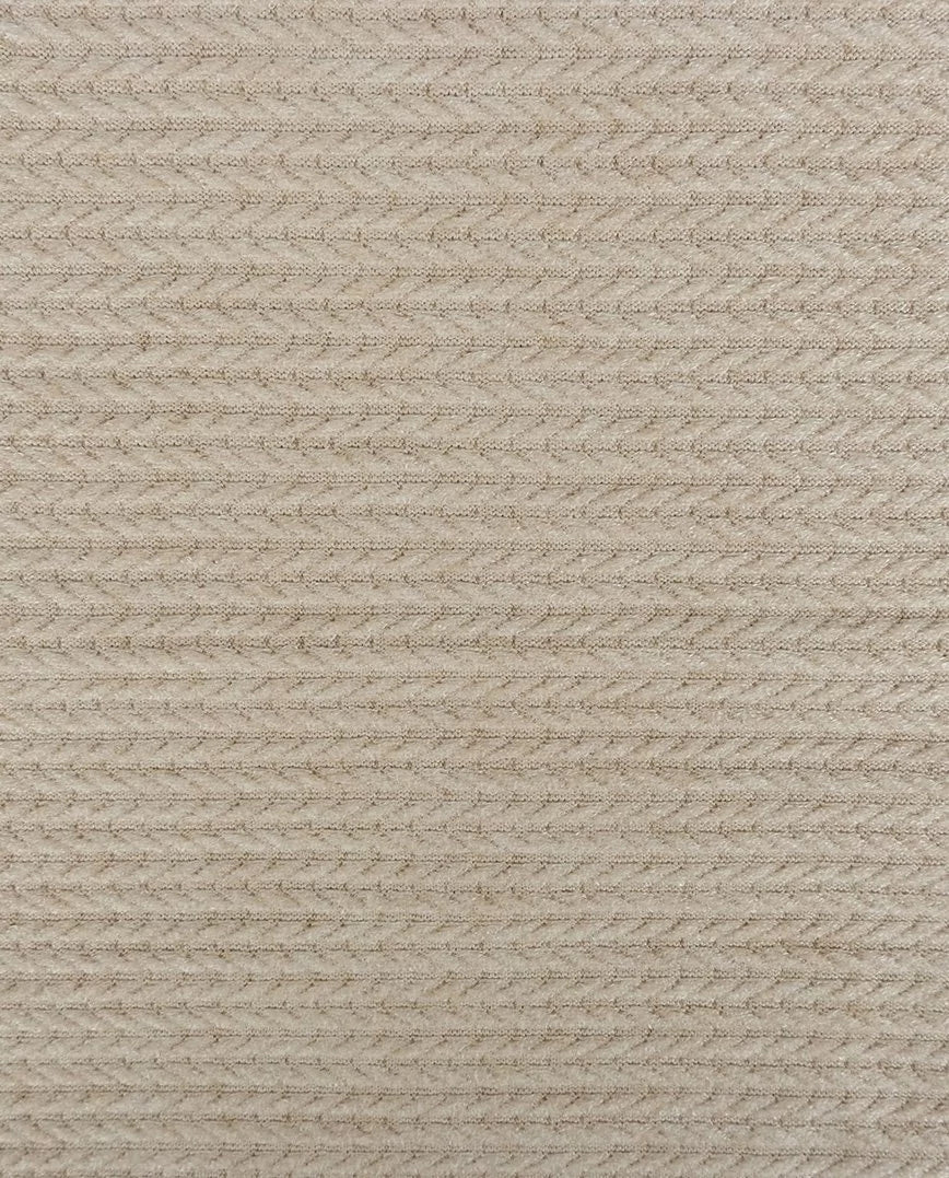 Tissu jacquard tricoté à torsades - ton sable 350 g/m² – disponible chez Šarlotes audumi