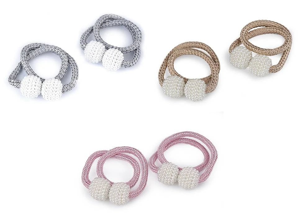 Aperçu avec attaches de rideaux aimantées (lot de 2) | différents tons – disponible chez Šarlotes audumi
