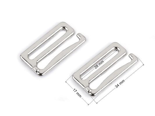 Hook for swimwear and underwear | Width 28 mm | Nickel-plated, washable metal | 2 pcs.