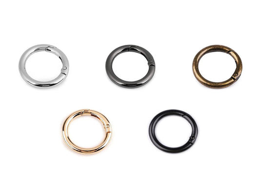 Anneau porte-clés Ø25 mm | Mousqueton métallique à ressort | couleurs assorties