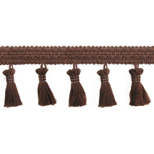 Image de ruban à franges avec pompons 55 mm - marron – disponible chez Šarlotes audumi