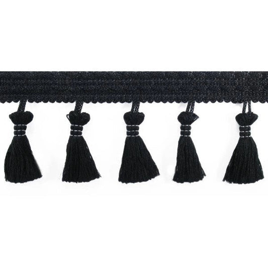Image of fringe ribbon with tassels 55 mm - black – available at Šarlotes audumi