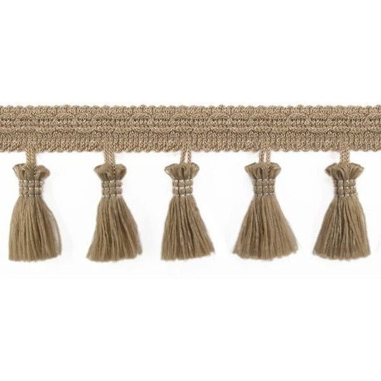 Ruban à franges avec pompons 55 mm - doré – disponible chez Šarlotes audumi