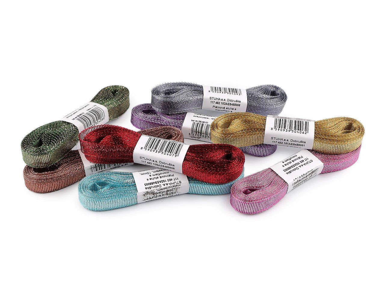 Image with brocade ribbon with lurex | 10 mm wide, 10 m package | assorted shades – available at Šarlotes audumi