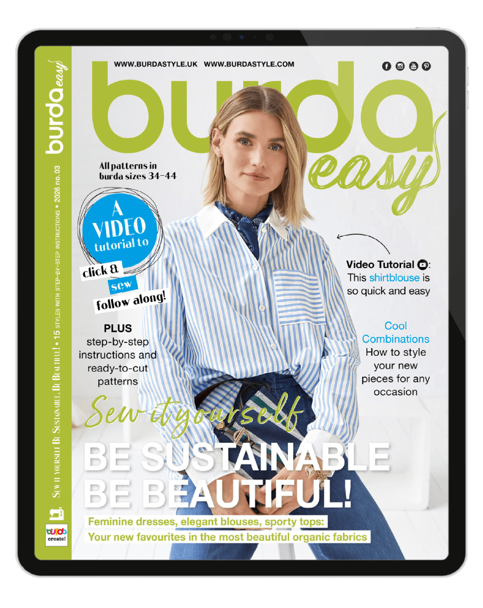 Kuva Burda Easy 03/2026 -digitaalilehdestä – saatavilla verkossa, Šarlotes audumi