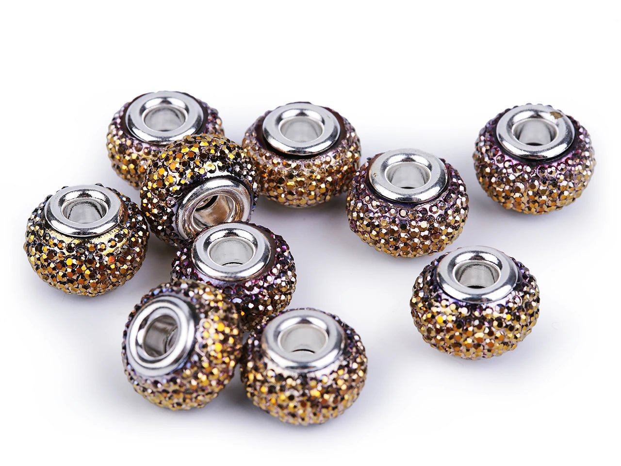 Image of “Charm” beads with a metallic effect| 9 × 14 mm 10 pcs| assorted colors – available at Šarlotes audumi