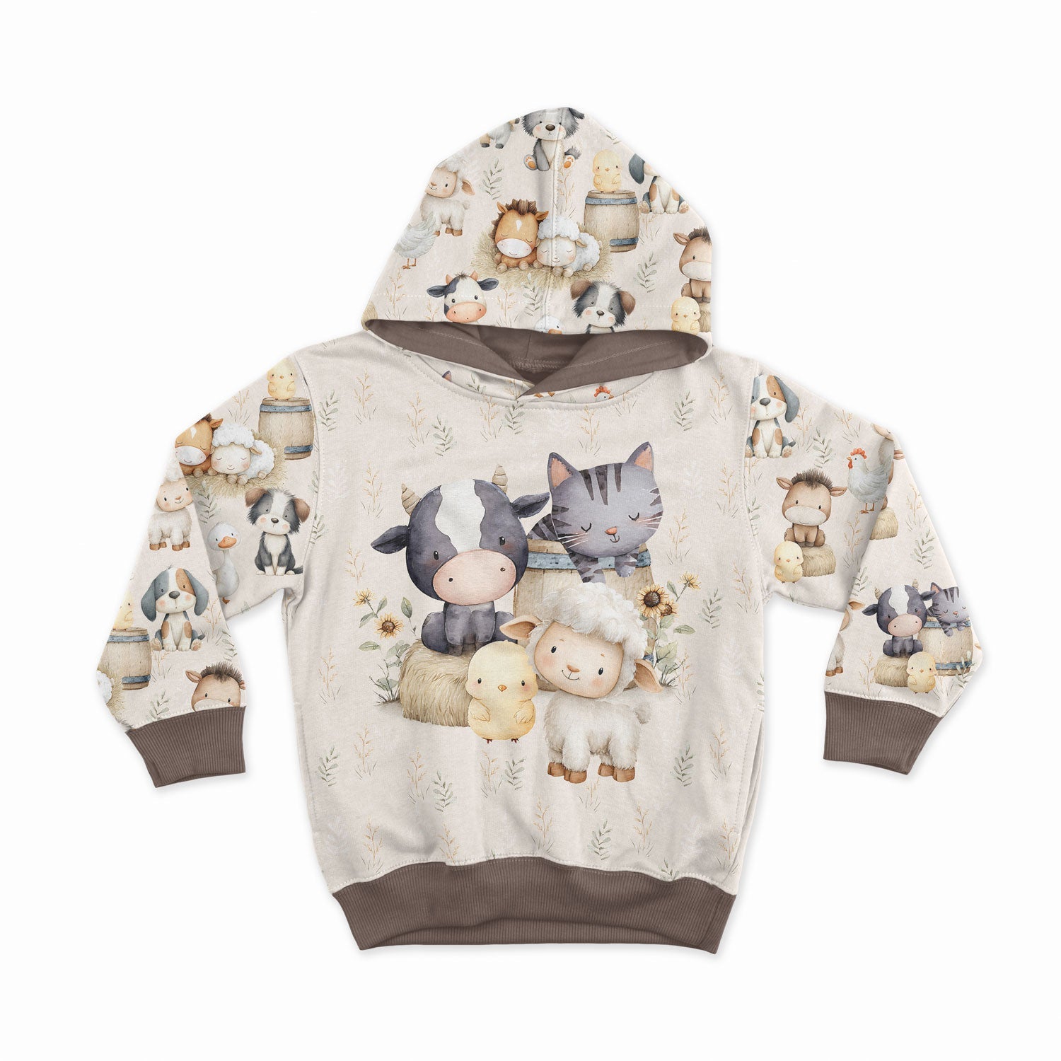 Image of loop-knit panel - cheerful farm friends group 250 g/m² | Design - 02 – available at Šarlotes audumi