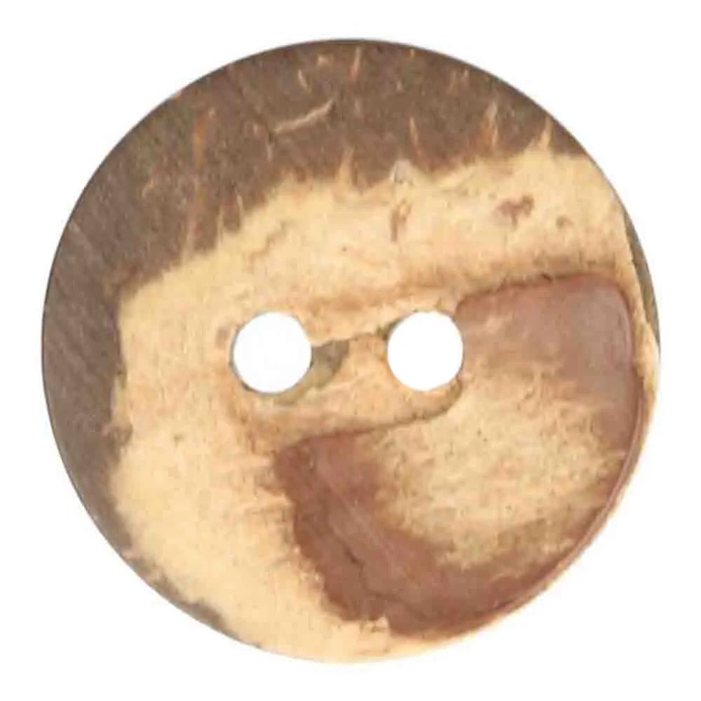 Natural coconut button with 2 holes – 33.75 mm, 40 mm and 44 mm – available online at Charlotte's Fabrics