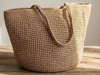 Image of natural raffia cord for knitting and crocheting Ø2 mm – available from Šarlotes audumi