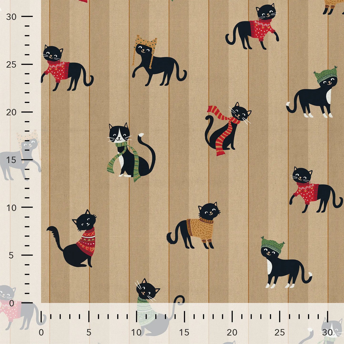 Canvas Fabric - Cats in Scarves